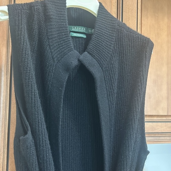 Lauren Ralph Lauren black cashmere cardigan with belt size XL. Fits M-XL - Picture 3 of 5